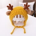 thumbnail image 2 of FAOWME Cute Kids Baby Girls Boys Woolen Hat Lovely Antler Knitted Cap Earmuffs Hat Children Yellow One Size, 2 of 2