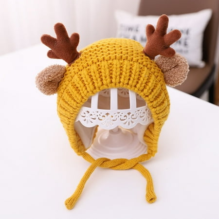 

dmqupv Toddler Hat Cap Hat Hat Baby Girls Woolen Children Knitted Boys Cute Kids Earmuffs Girls Adjustable Hat Yellow One Size