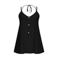 thumbnail image 5 of qelini Linen Tank Tops for Women Plus Size Spaghetti Strap Long Tee V Neck Sleeveless Shirt Solid Color Cloths, 5 of 8