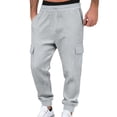 thumbnail image 3 of Men’s Heavyweight Cargo Sweatpants Elastic Waist Baggy Plaid Texture Jogger Trousers Fall Winter, 3 of 7