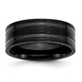 thumbnail image 1 of Titanium Grooved Black IP-plated 8mm Brushed and Polished Band Size 10, 1 of 6