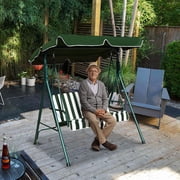 Costway Loveseat Patio Canopy Swing Glider Hammock Cushioned Steel Frame Outdoor Green