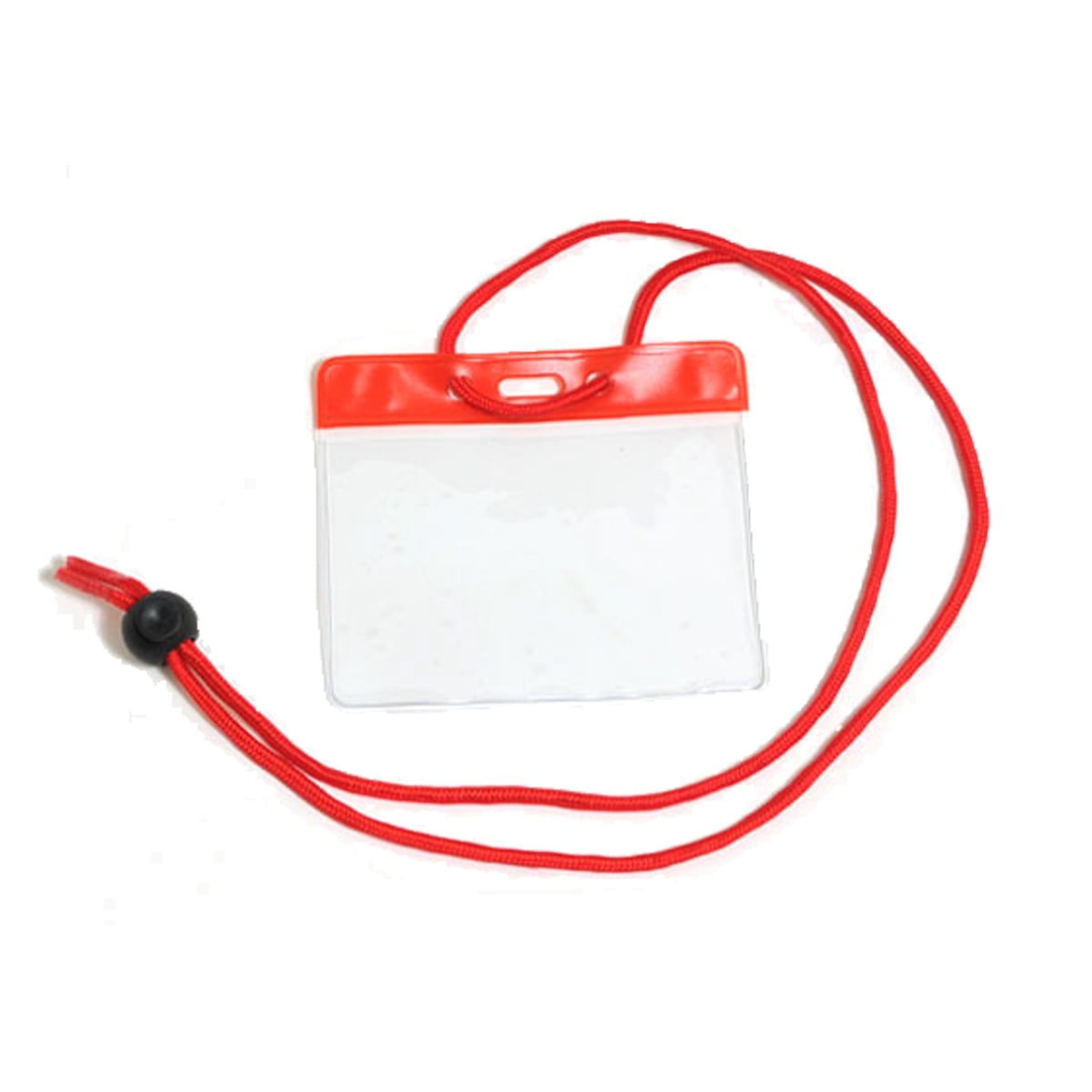 5 Pack - Color Badge Holder Horizontal with Lanyard - Extra Large Color Top Card Sleeve (4 1/2 X 3 1/2 - Max Insert) w/ Solid Color Neck Cord for Events / Conventions by Specialist ID (Red)