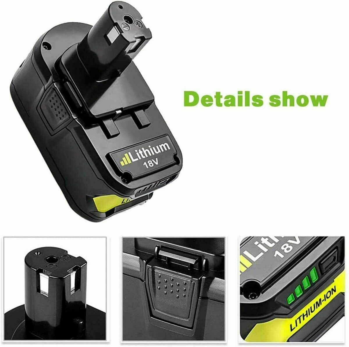 2Pack 5.0Ah Li-ion P108 Replacement for Ryobi 18V Battery, Compatible with ONE+ P102 P103 P104 P105 P107 P108