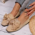 thumbnail image 4 of Rokment Bow Dressy Shoes for Women Ladies Bride Wedding Bowknot Fashion Casual Square Toe Low Heels Business Office Walking Flat Spring Fall Loafers Khaki Size 8.5, 4 of 6