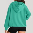 thumbnail image 4 of RYRJJ Hoodies for Women Oversized Half Zip Drawstring Y2K Pullover Tops Casual Long Sleeve Fleece Lined Sweatshirt with Pockets(Mint Green,S), 4 of 7