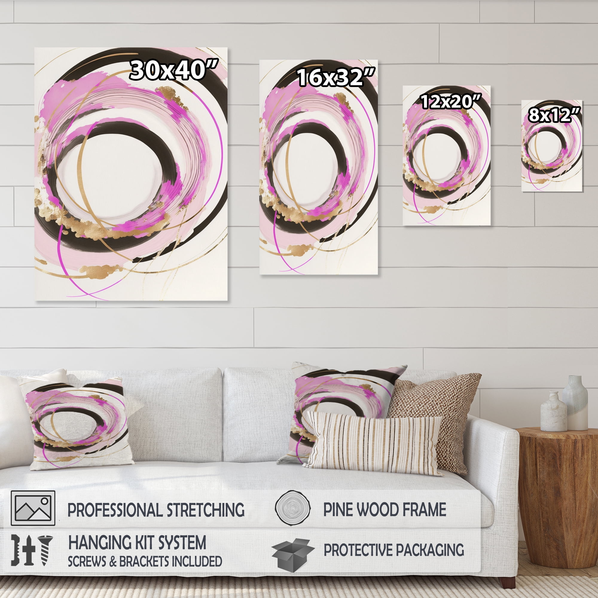 Designart Pink And Gold Minimalist Art II Canvas Wall Art