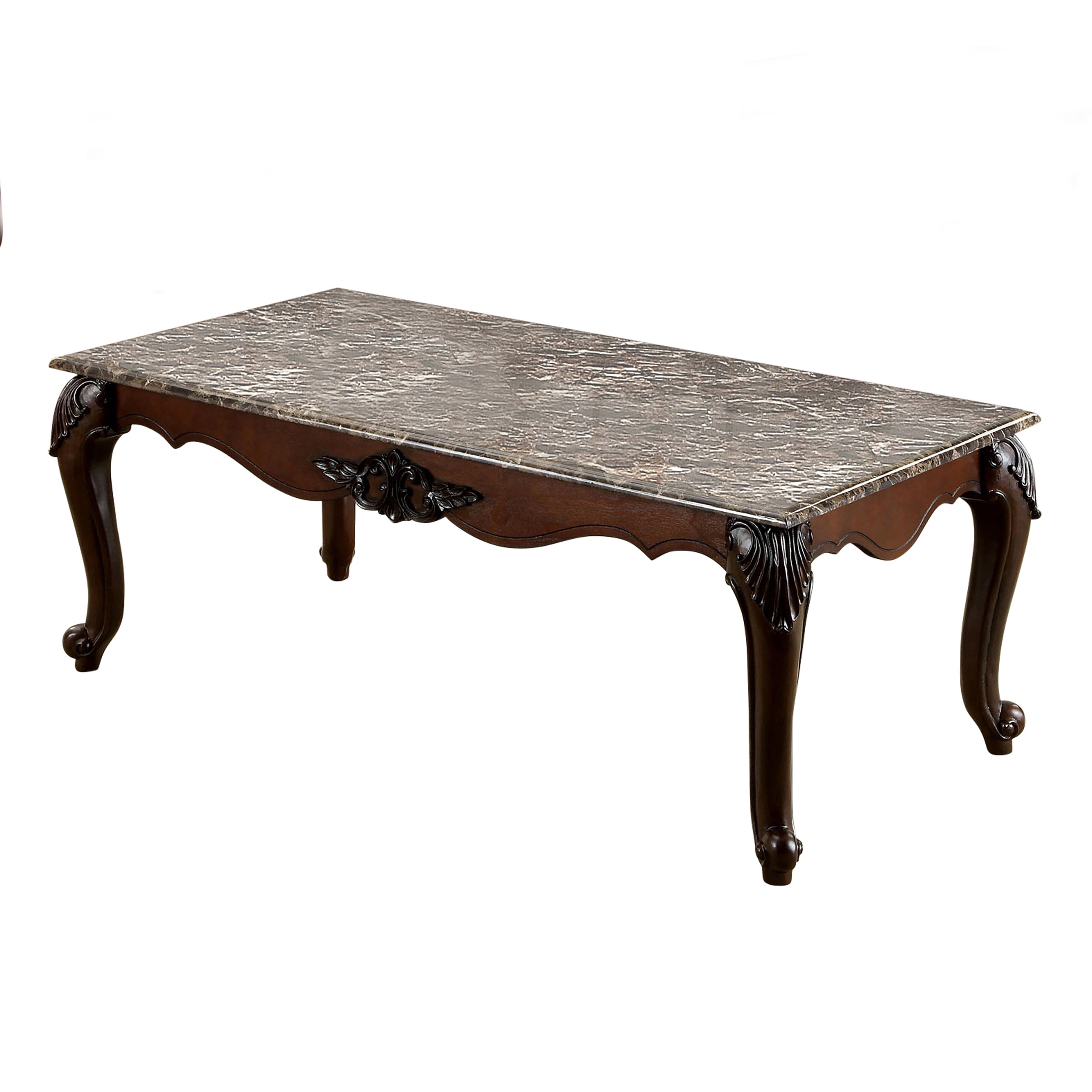 Furniture of America Theo Traditional Wood and Faux Marble Top Coffee and  End Table Set, 3 Piece, Dark Cherry - Walmart.com