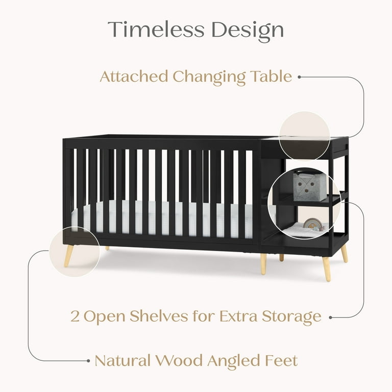 Delta Children Essex 4-in-1 Convertible Crib and Changer, Black
