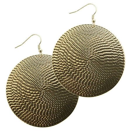 Time and Tru Women's Gold Tone Textured Disc Drop Earrings