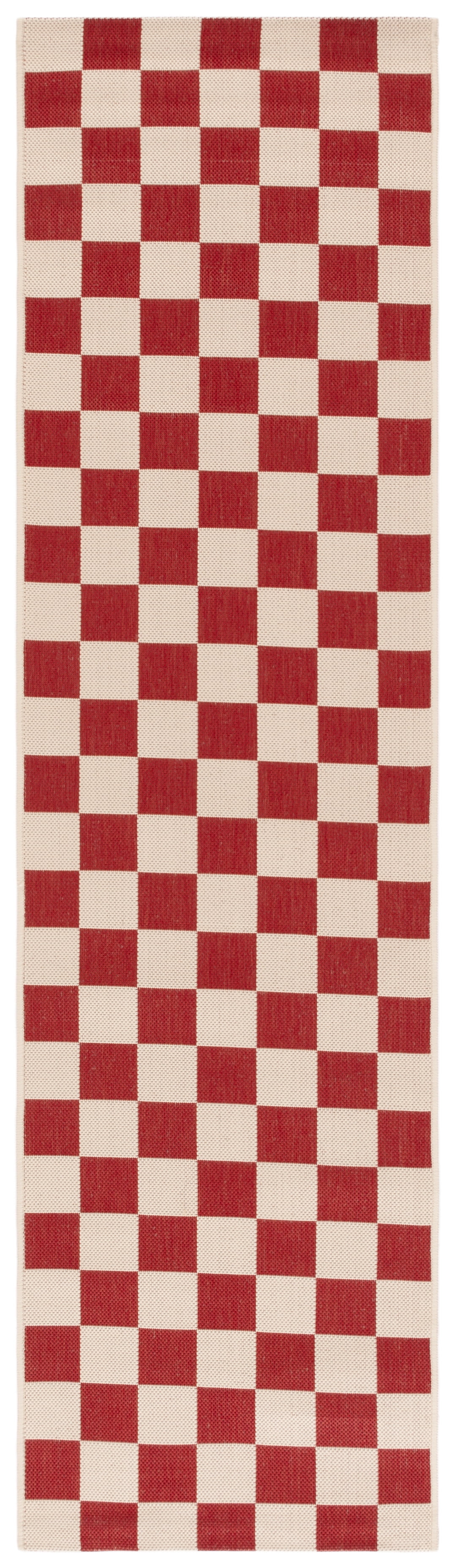 Safavieh Courtyard Talbot Checkered Indoor/Outdoor Runner Rug, Red/Beige, 2'3" x 8'