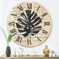 thumbnail image 2 of Designart 'Minimal Tropical Palm Leaf Over Grunge Texture' Tropical Wood Wall Clock, 2 of 5
