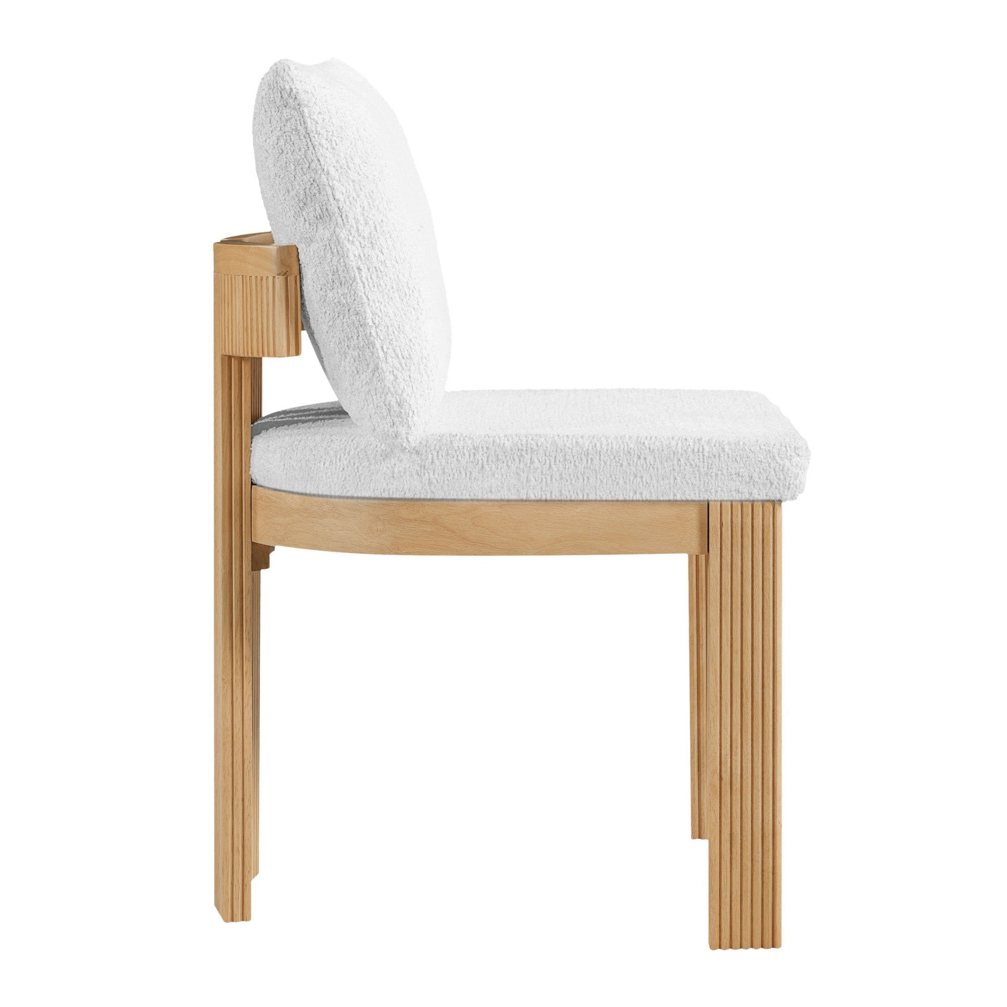 Sailvan Boucle Dining Set of 2 Chairs with Rubber Wood Frame,Upholstered Mid-Century Modern Kitchen Chairs for Small Spaces Beige