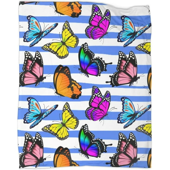 Ultra-Soft Microfiber Throw Blanket 330 Fuzzy Fleece Blanket for Adults Kids Gift Couch, Sofa, Bed Butterfly Floral 50"x40"