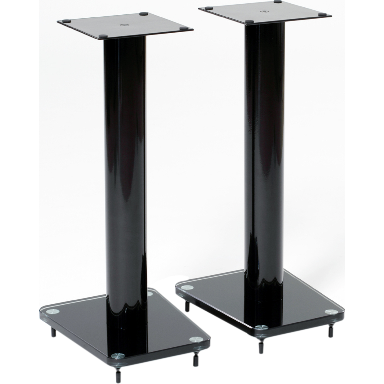 24" Tempered glass & metal speaker stand in gloss black finish. Sold as pair - image 3 of 3
