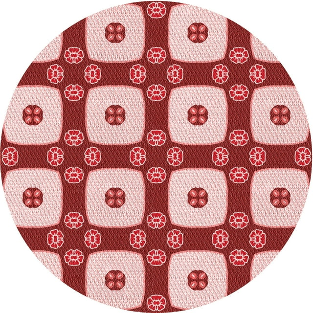 Ahgly Tapis Rond Lavable en Machine Intérieur Transitionnel Rouge, 4 Pieds Rond