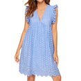 thumbnail image 1 of Jupe Courte en Coton Col en V Été Couleur Unie Robe Californienne pour 2022- F, 1 of 5