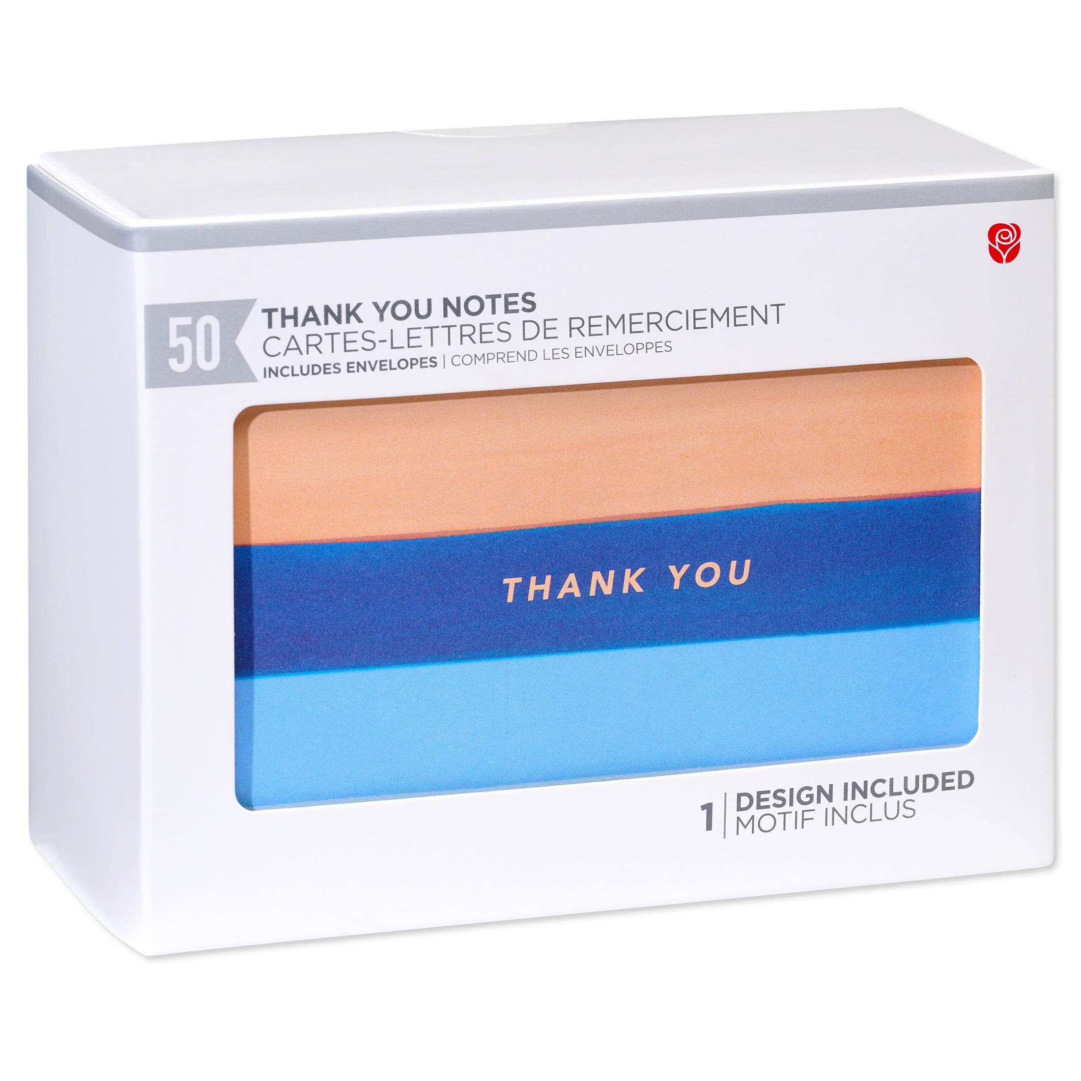 American Greetings Thank You Card Stationery Notes, Stripes (50-Count)