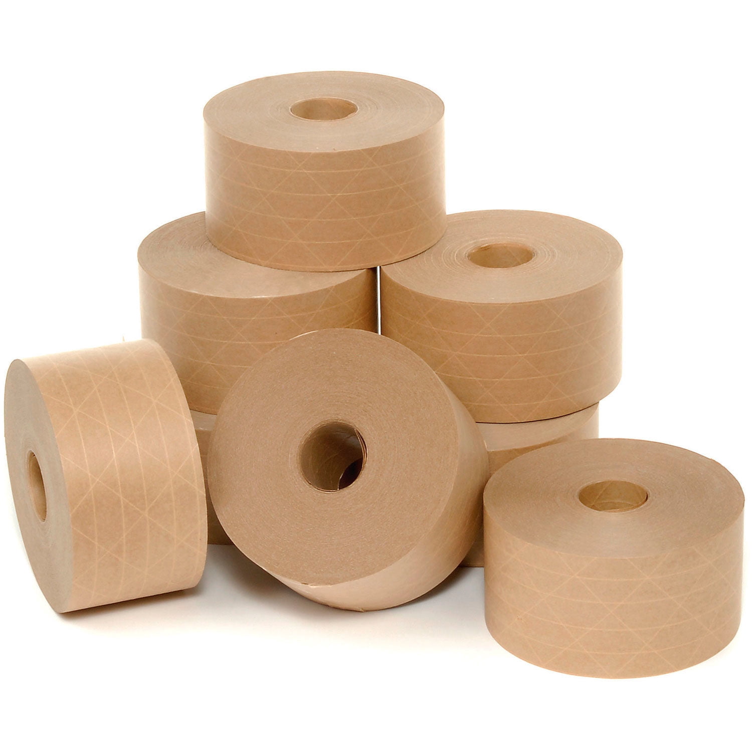 Holland Heavy-Duty Reinforced Water Activated Kraft Tape 3" x 375' Tan, Lot of 8