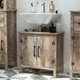 thumbnail image 4 of Demi Bonn 23" Bathroom Vanity with U-Shape Cut-Out, Pedestal Sink 2-Door Cabinet, Rustic Under Sink Cabinet, Brown, 4 of 10