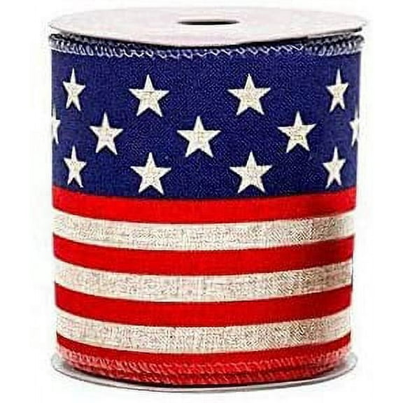 Red White Blue Patriotic Ribbon - 4" x 10 Yards, American Flag, Wreath, 4th of July, USA, Christmas, President's Day, Memorial Day