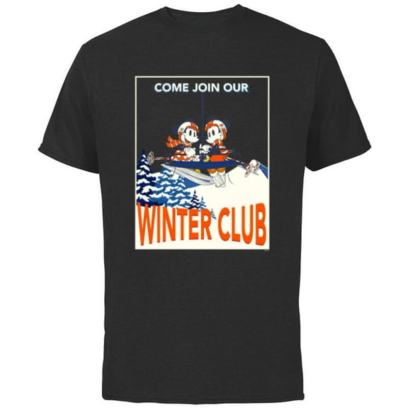 Disney Mickey & Minnie Mouse Skiing Join Our Winter Club Ski - Short Sleeve Cotton T-Shirt for Adults - Customized-Black
