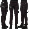 thumbnail image 2 of Tuphregyow Women's Button Wrap Casual Cargo Pants Clearance Mid Waist Straight Leg Pants New Style Trendy Outdoor Solid Fashion with Pockets Skinny Pants Black XXL, 2 of 9
