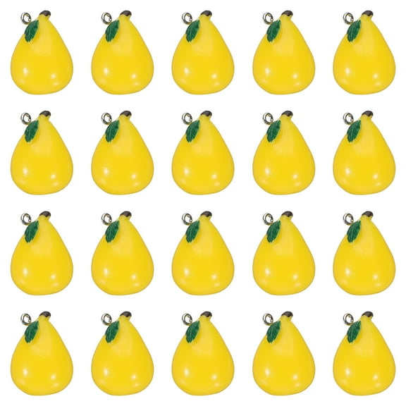 Uxcell 20Pcs Resin Pear Charms, Cute Fruit Charms Pendants 3D Imitation Food Fruit Beads Bulk for DIY Jewelry Making