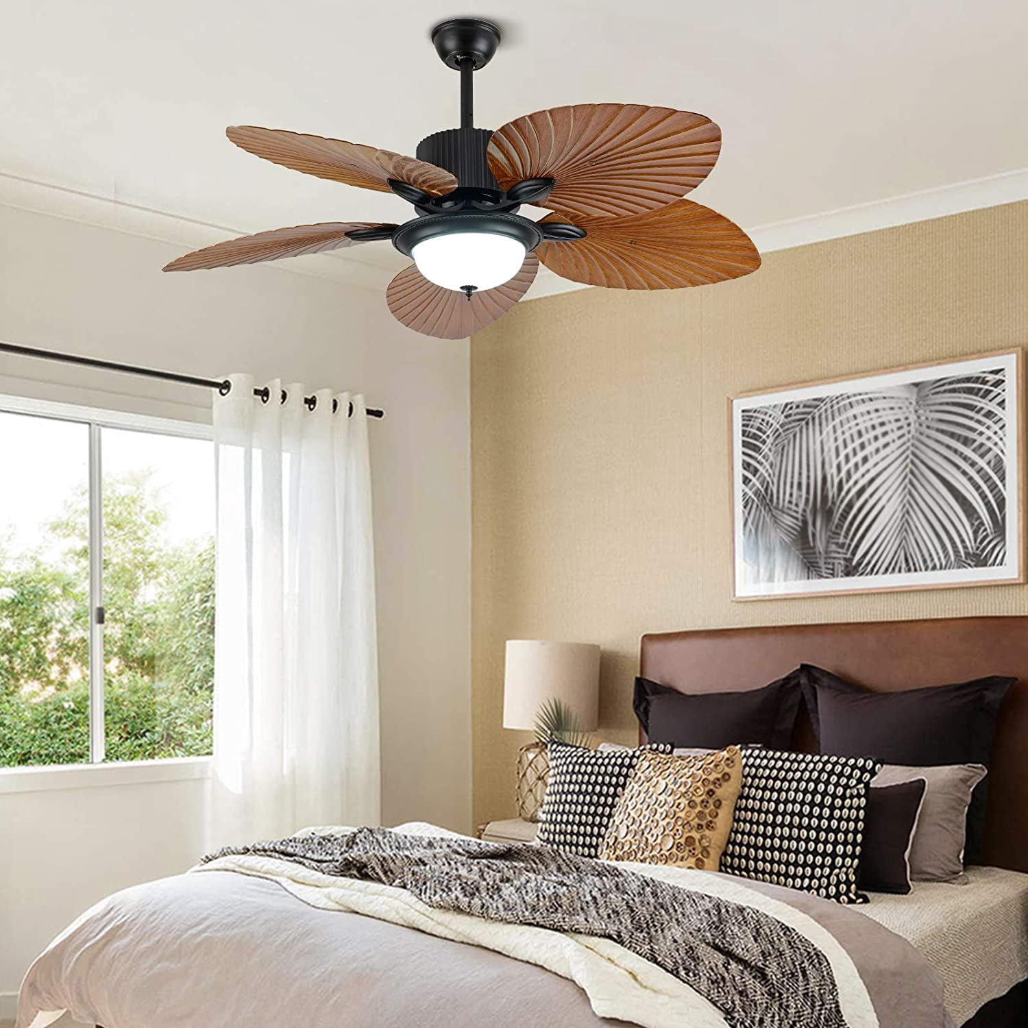 Miumaeov 52” Brushed Bronze Vintage LED Ceiling Fan with Light Kit and Remote Control