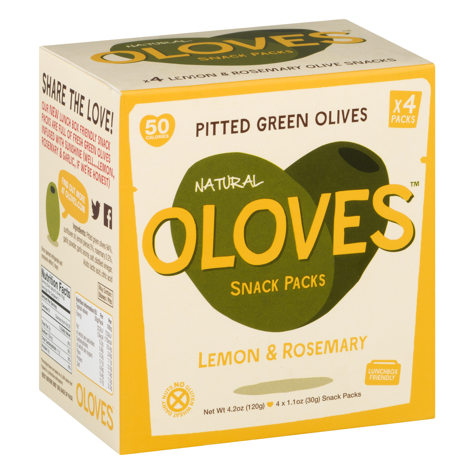 Oloves Pitted Green Olives Snack Packs Lemon & Rosemary - 4 CT1.1 OZ - image 2 of 6
