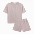 thumbnail image 2 of UAYOTSE Toddler Kids Baby Boys 2 Piece Tracksuit Summer Outfits Solid Short Sleeve T Shirt with Shorts Set,Sizes 2-3 Years, 2 of 9