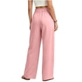 thumbnail image 7 of Levmjia Women Wide Leg Pants High Waisted Solid Color Casual Lounge Pants with Pockets Elastic Waist Flowy Straight Leg Trousers, 7 of 7