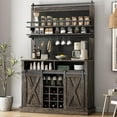 thumbnail image 4 of Farmhouse Coffee Bar Cabinet with Sliding Barn Door,75"Tall Bar Cabinet Kitchen Buffet Sideboard with Rack,Easy Assembly, 4 of 7