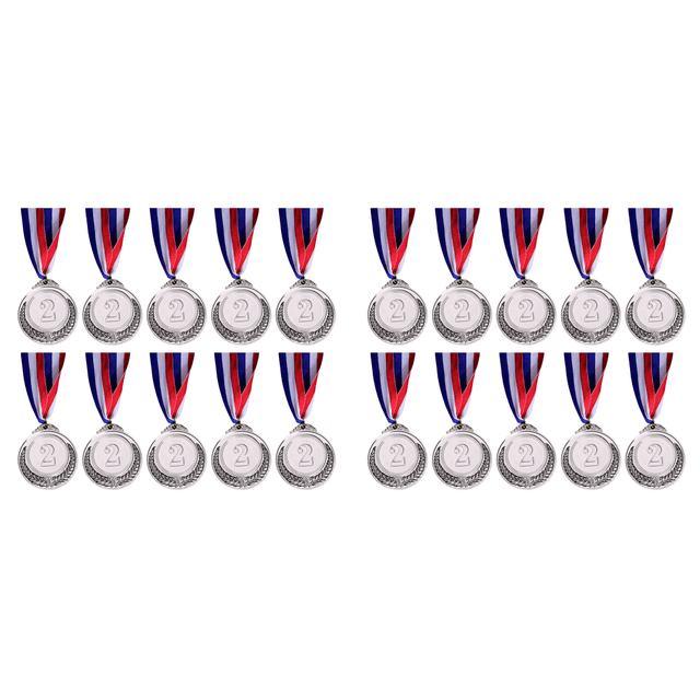 Premios Plata Con Cinta para El Cuello 2 Pulgadas Competiciones Deportivas (plata) 10 Uds.