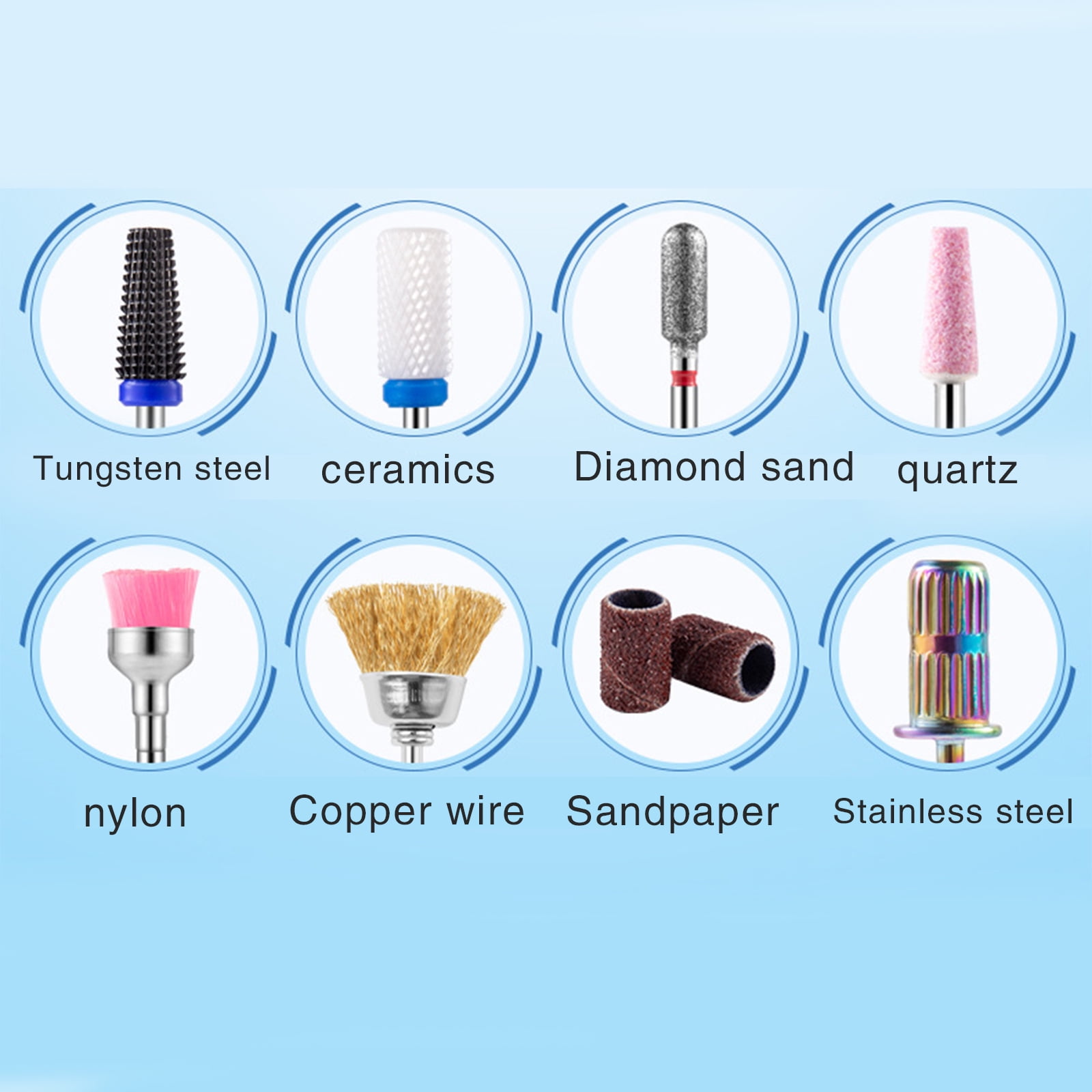 30Pcs Drill Bits, Cuticle Carbide Remover Bits for Home Salon Acrylic/Gel Manicure Pedicure Tool