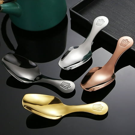 

Riguas Coffee Spoon Crown Pattern Mirror Polished Stainless Steel Portable Tea Ice-cream Spatula Dining Room Accessories for Daily Life