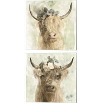 Great Art Now Cow and Crown by Stellar Design Studio 2 Piece Canvas Art Set Each 14W x 14H