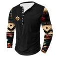thumbnail image 2 of ZCFZJW Mens Fashion T-Shirts Casual Patchwork Print Long Sleeve Button up V Neck Graphic Henley Shirts Loose Regular Fit Comfy Workout Pullover Tops Black XXXXXL, 2 of 5