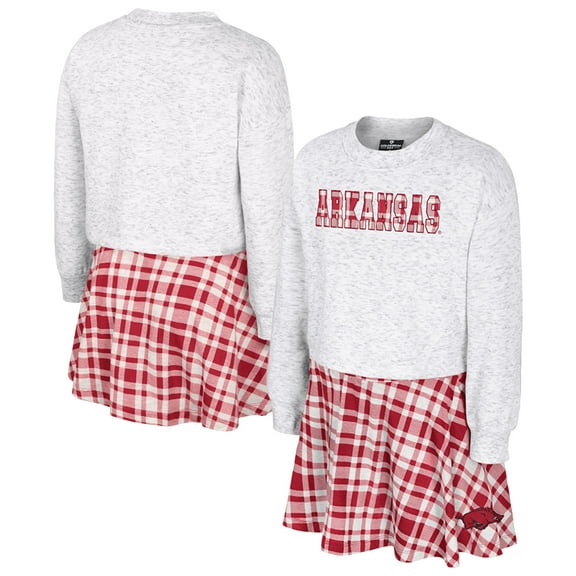 Girls Youth Colosseum Gray Arkansas Razorbacks Marceline Plaid Skirt and Top Set
