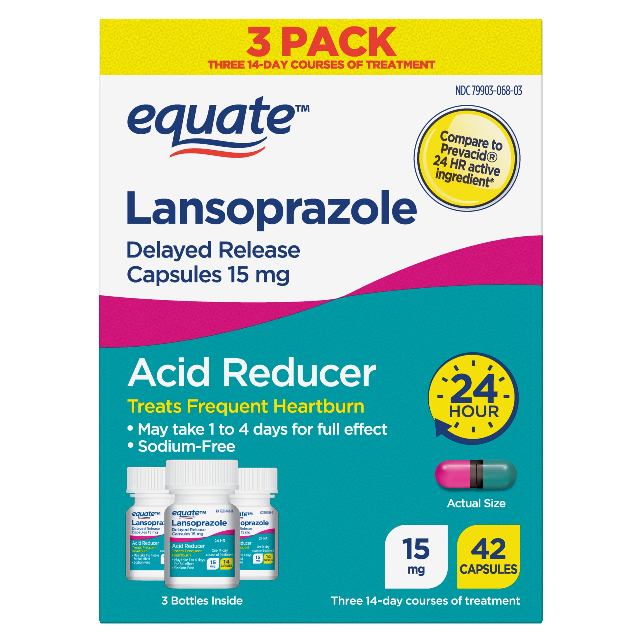Equate Lansoprazole Delayed Release Capsules, 15 mg, 42 ct.