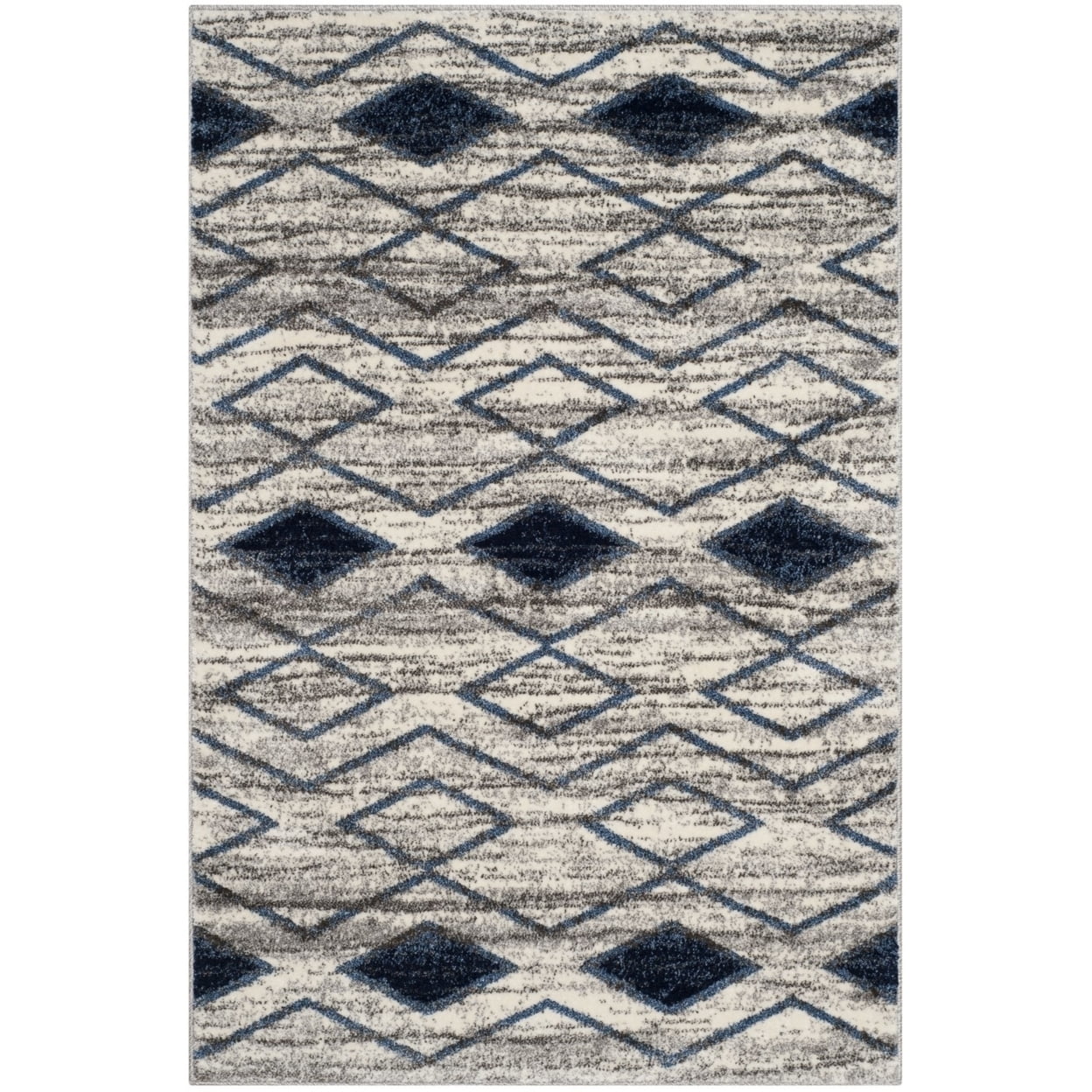 SAFAVIEH Tunisia Lydia Geometric Area Rug, Light Grey/Blue, 4' x 6'