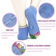 thumbnail image 2 of 2 Pairs Yoga Socks for Women with Grips, Pilates Socks, Barre Socks ,Women's Non-Slip Grip Toe Socks (Blue / Purple), 2 of 6