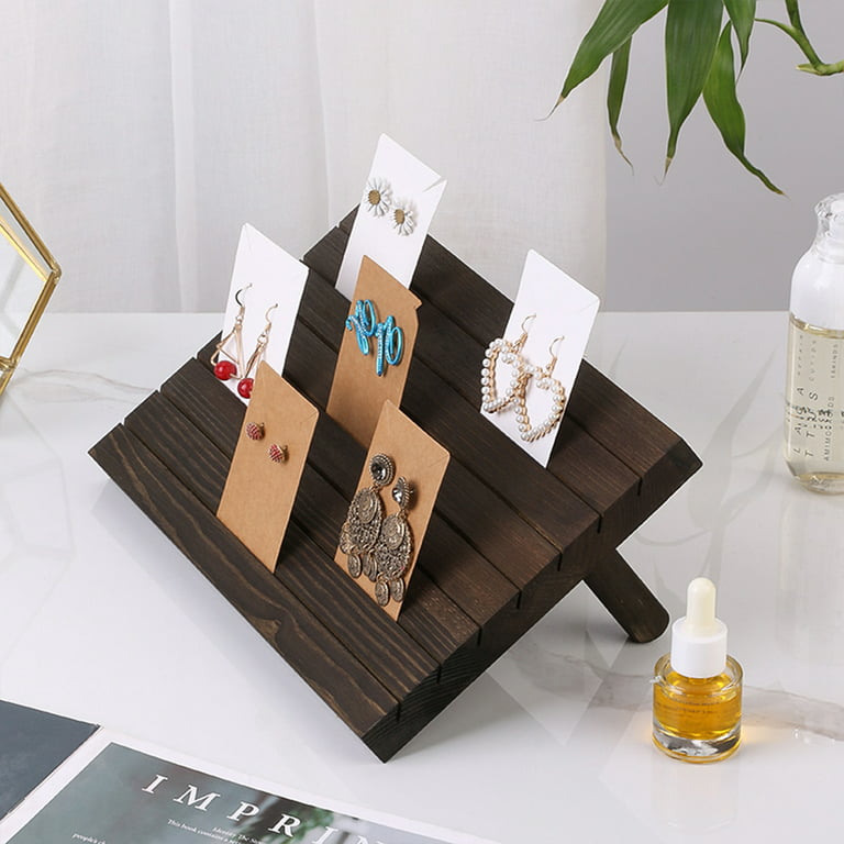 LUBANHAND Wooden Portable Earring Display Stand Greeting card Business Card  display Stand Earring card holder display stand for vendors Earring