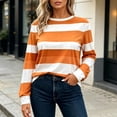 thumbnail image 7 of Warop Women's Striped Shirt Long Sleeve Crewneck Pullover Top Slim Fit Casual Basic Tees Fall Outfits, 7 of 7
