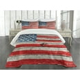 thumbnail image 3 of Ambesonne American Quilted Bedspread Set 3 Pcs, Fourth of July Theme, Queen Size, Blue Red Beige, 3 of 5