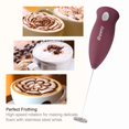 thumbnail image 2 of High Powered Milk Frother Handheld Foam Maker for Lattes - Great Electric Whisk Drink Mixer for Bulletproof Coffee, Mini Blender and Foamer Perfect for Cappuccino, Matcha Red, 2 of 6