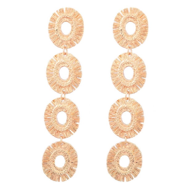 Guardurnaity Pendientes de múltiples capas Colgante de gota de oreja geométrica Estilo bohemio Pendiente hueco Joyería Accesorio de moda Viaje Ropa, zapatos y accesorios Miscelánea Oro Guardurnaity AP017676-01