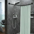 thumbnail image 3 of Dwellnix L-Shaped Shower Curtain Rail, Retractable Black Stainless Steel Rod, Adjustable Size for Corner Installations in Bathrooms and Bathtubs, 3 of 11