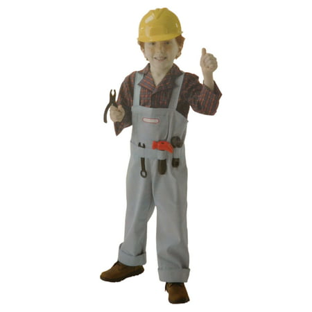 Boys Construction Worker Halloween Costume Fun Belt with Tools & Helmet M8-10