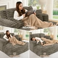 thumbnail image 5 of Muumblus Oversized Chaise Lounge Chiar Indoor Furniture, No Assembly Required, Plush Corduroy Upholstered Sofa Bed Cozy Sleeper Couch for Living Room, Bedroom, Brown, 5 of 11
